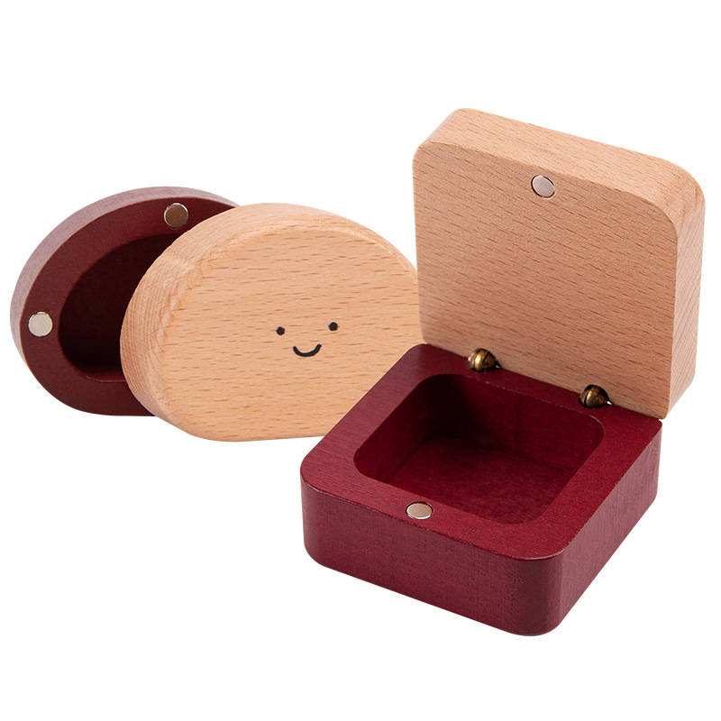 Caja de almacenamiento de dientes temporales de madera maciza Caja de dientes de leche Caja de colección de dientes para niños Caja conmemorativa de conservación de dientes para niños y niñas