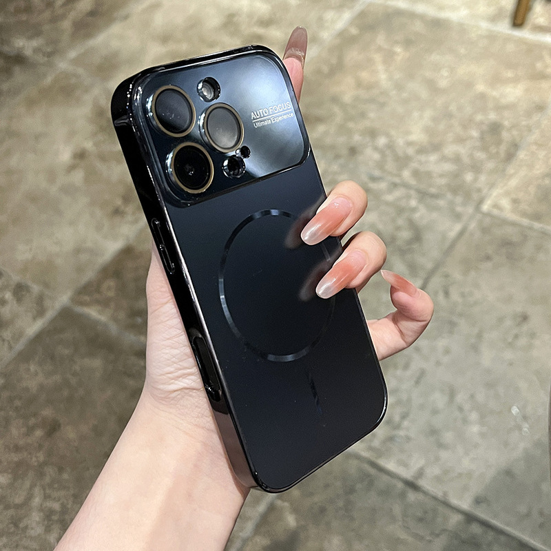 iPhone16ProMax携帯電話ケースに適していますApple 15電気メッキ大型ウィンドウ細いサークル磁気オールインクルーシブ落下防止ハードケース|undefined