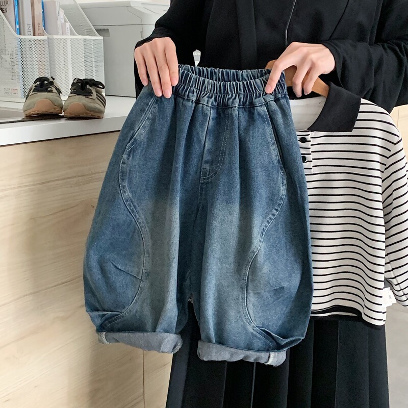 邦诚儿童牛仔裤2025秋季新款韩版男女童帅气长裤宝宝纯色秋装裤子|undefined