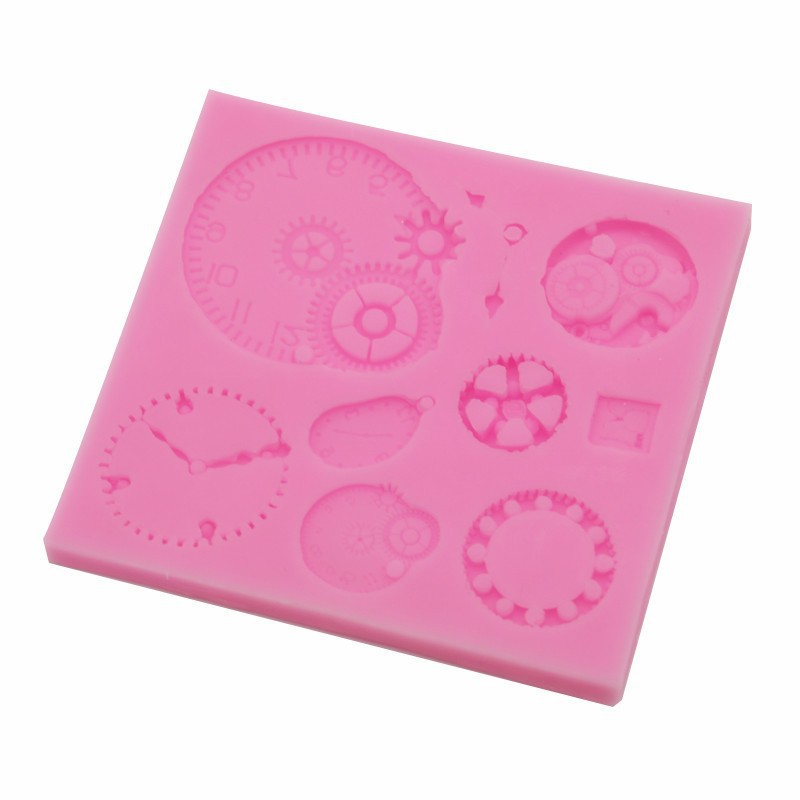 Reloj de tiempo engranaje molde de silicona chocolate fondant silicona punk mecánico molde para hornear pasteles yeso