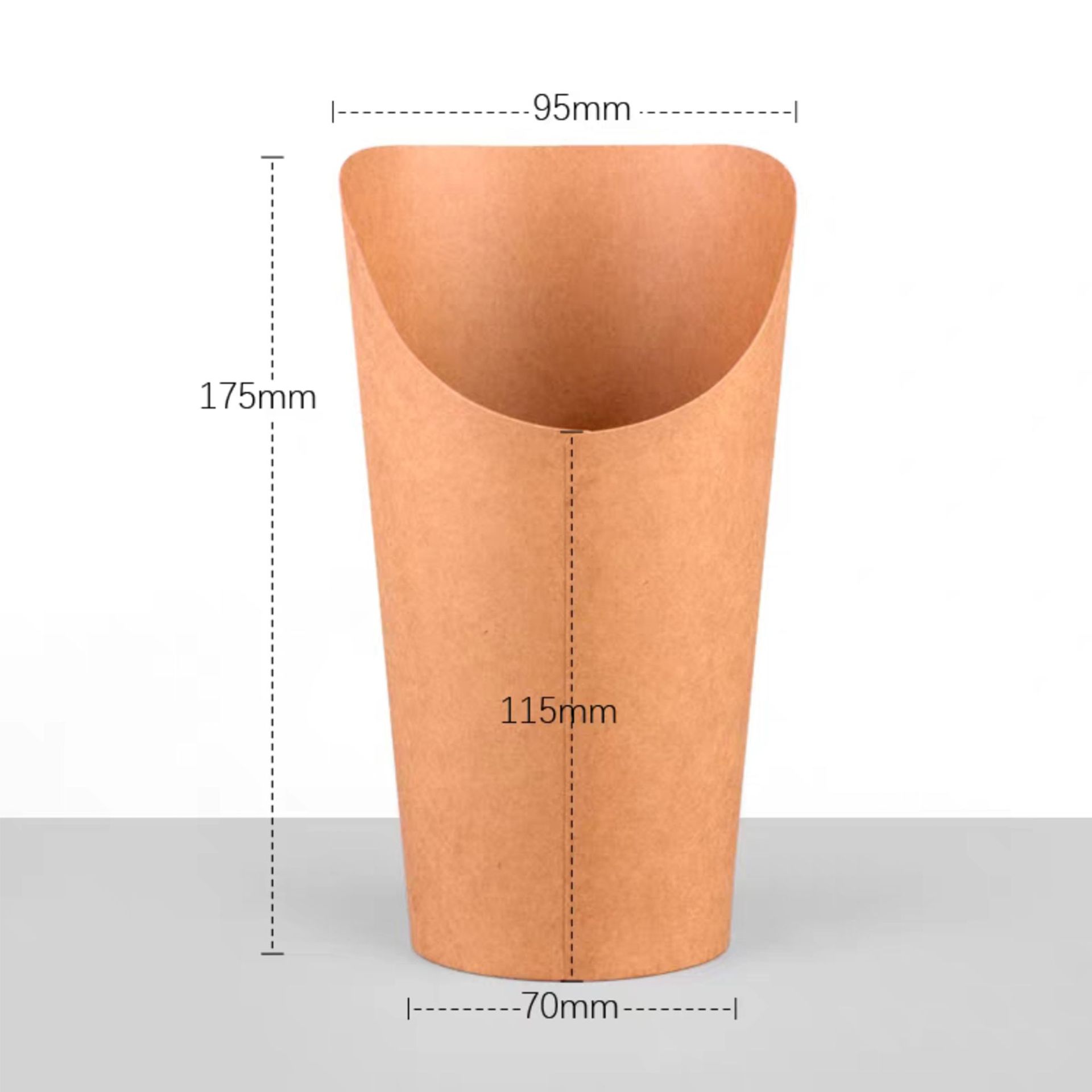 Papel Kraft huevo biselado taza de papel engrosada papas fritas Taza taza de helado Papel Kraft taza biselada comida rápida taza de fideos