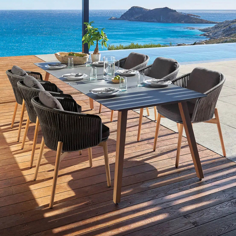 Mesa y silla de teca al aire libre Jardín al aire libre Balcón impermeable y protector solar Muebles de ocio al aire libre Mesa y silla de madera maciza image 19