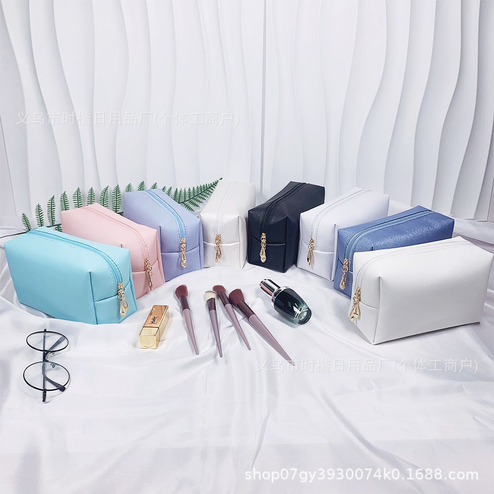 Amazon's Best-Selling Women's Makeup Bag, Portable Pu Hand-Held Makeup Bag, Pearl Lettered Cosmetics Toiletry Storage Bag
