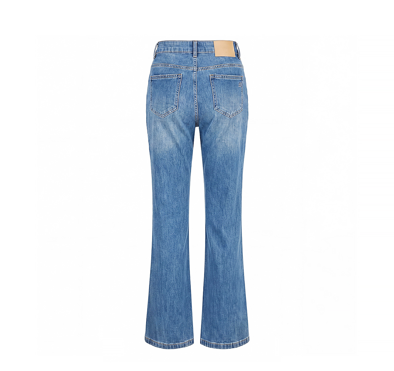 Quần jean nữ cạp cao ống suông vải cotton co giãn mềm mại — xanh lam chi tiết 26
