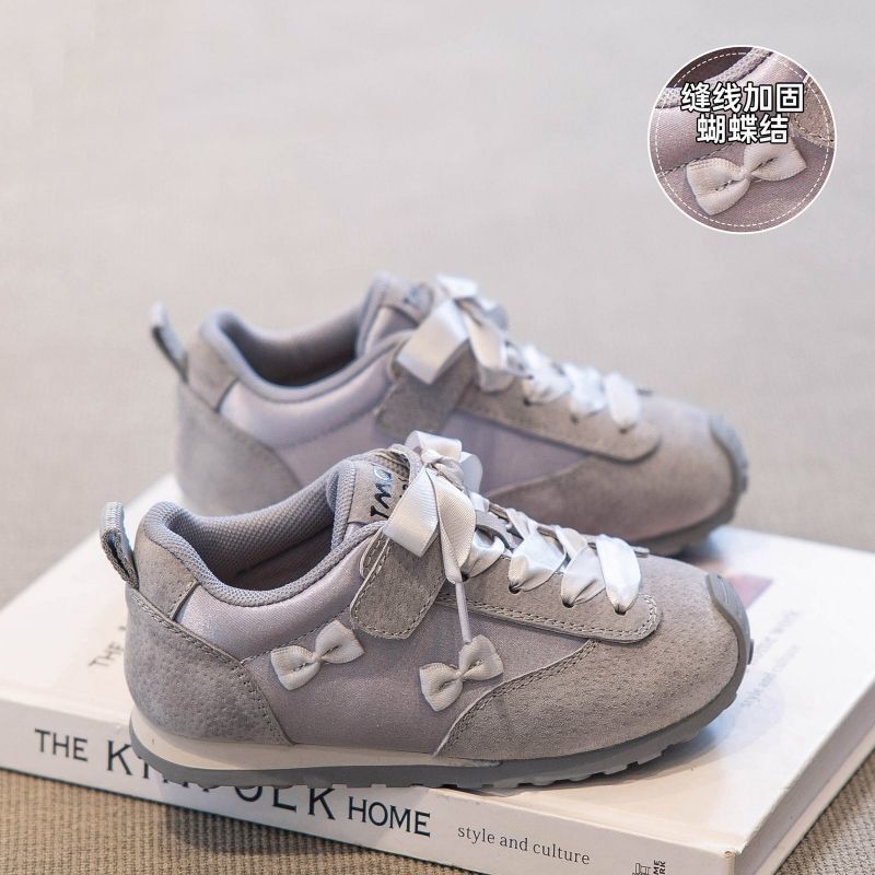 Girls' Gray Sneakers 2025 Spring and Autumn New Children's Shoes Non-Slip Lightweight Girls' Trendy Sneakers