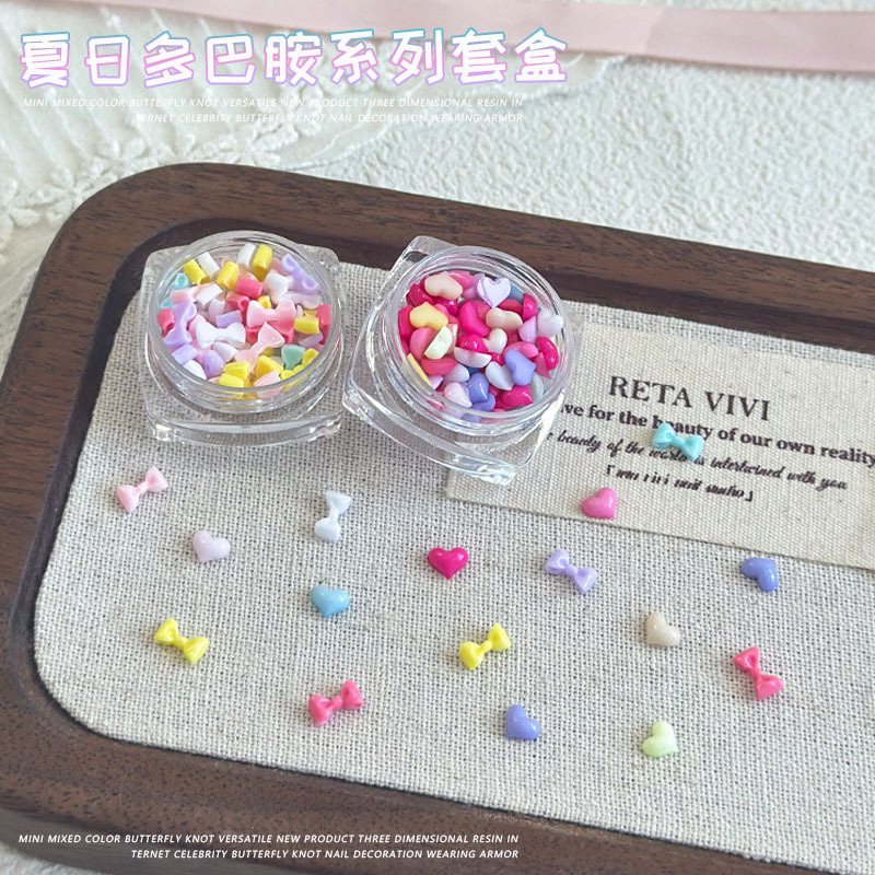 ドーパミンカラーラブネイルアートジュエリーミックス立体五芒星ムーンリボン DIY ウェアラブルネイルドリル|undefined