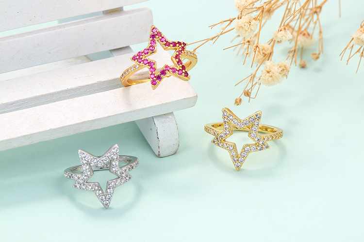 3g Weight Zircon Inlay Material Birthday Occasion Copper Plating Pentagram Zircon