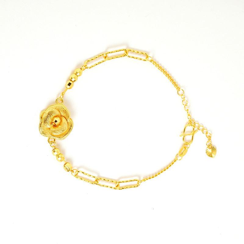 Mujeres de lujo ligero de oro vietnamita que se dedican a la pulsera de rosas, un largo tiempo no se desvanecerá, la fuente de joyas de nicho de alta calidad.