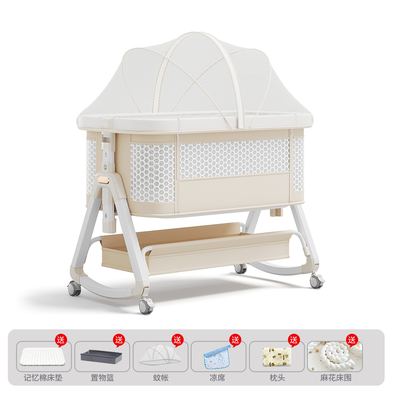 Cama de bebé móvil portátil cuna cama plegable multifuncional BB cama para recién nacidos empalme cama grande
