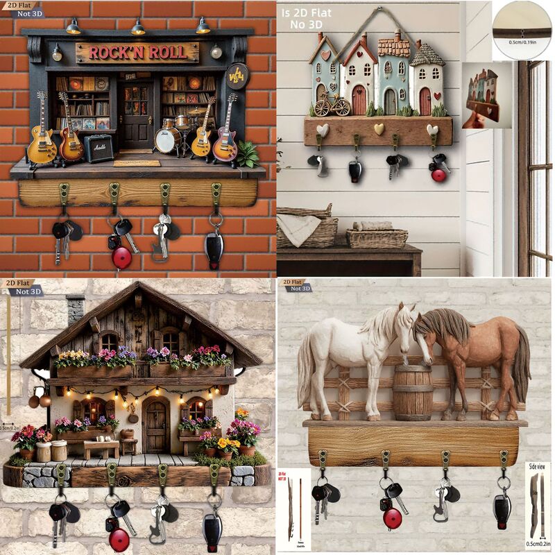 Cross-Border Popular Wooden Crafts in Retro Nostalgic Style, Multifunctional Home Key Hook, Indoor Wall Decoration Cross-Border Popular Wooden Crafts in Retro Nostalgic Style, Multifunctional Home Key Hook, Indoor Wall Decoration