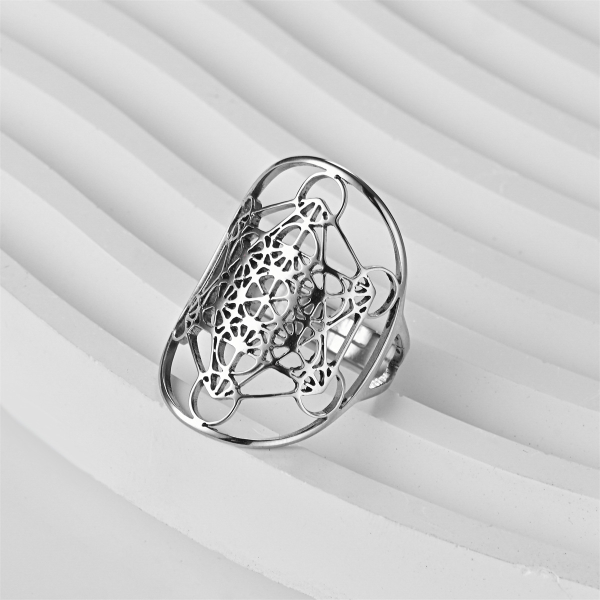 Geometric Pattern Wholesale Jewelry Elegant Lady Geometric 201 Stainless Steel Plating Open Rings