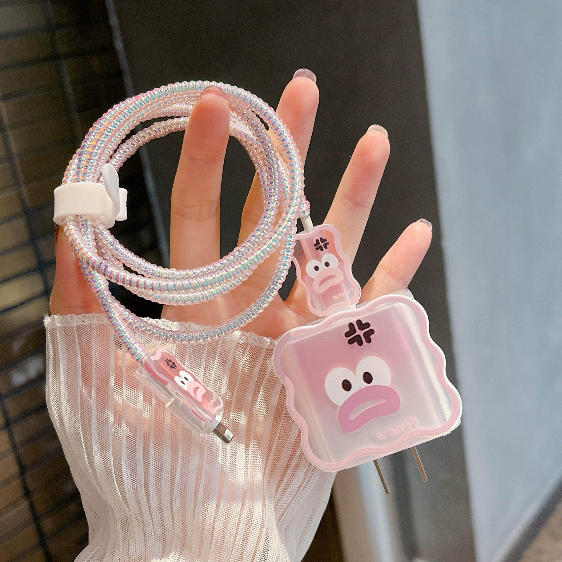 Розовый мультфильм розовый сосиски подходит для Apple зарядной головки 20 Вт защитный чехол для передачи данных Защитная пряжка для предотвращения разрыва