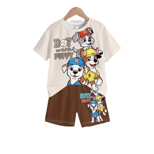New summer children's short-sleeved T-shirt and shorts casual high-quality animal print two-piece set RA01 + RD01