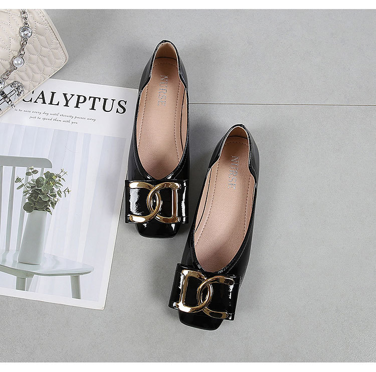 Women's Flat Shoes For Women Square Toe Low Heel Casual Work Shoes_voghion.com