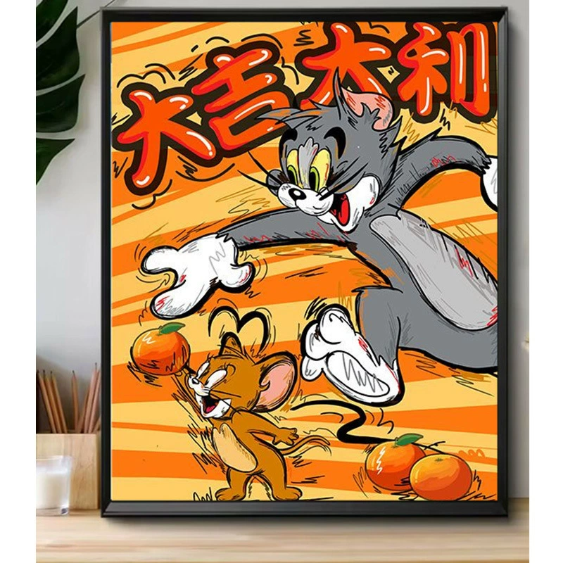 Набор для алмазной росписи, Raspberry Has Troubles Cartoon, самоклеющиеся круглые стразы, размеры 30×40 и 40×50 см