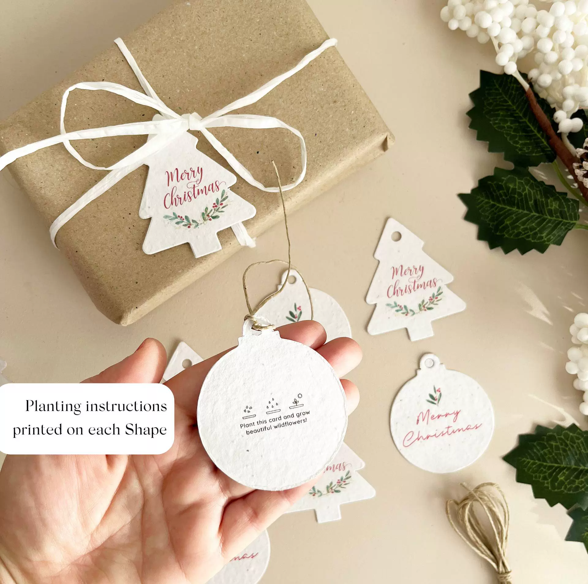 Креативные открытки-украшения для новогодней елки из семенного бумага, открытки-семена, декоративные открытки, почтовые открытки, поздравительные открытки, бумага, которая проращивается