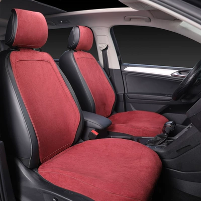 Seat cushion, seat cover suitable for all seasons, breathable - monet-red-front-driver-and-passenger-seats