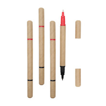 供应双头环保纸管圆珠笔 黑色/蓝色双色笔芯免费设计logo印刷