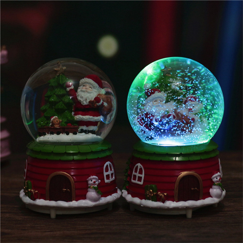 resin Santa Claus crystal ball ornaments holiday decoration snowflake music box resin technology to map custom