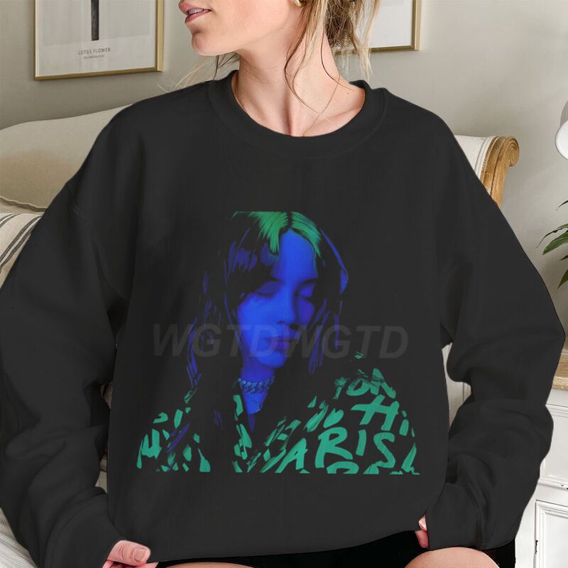 Amazon Billie Eilish Printed Hot-Selling American-Style Fleece Casual Sweatshirt for Men and Women