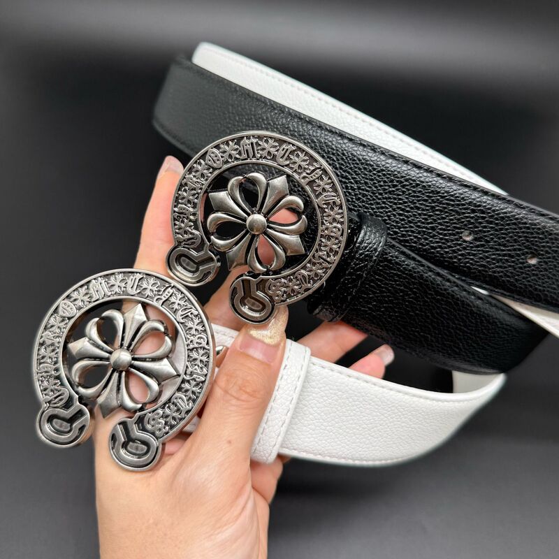 Retro Ch Classic Cross-Style Belt for Men and Women, Fashionable and Unique Punk Metal Studded Jeans Belt, Versatile