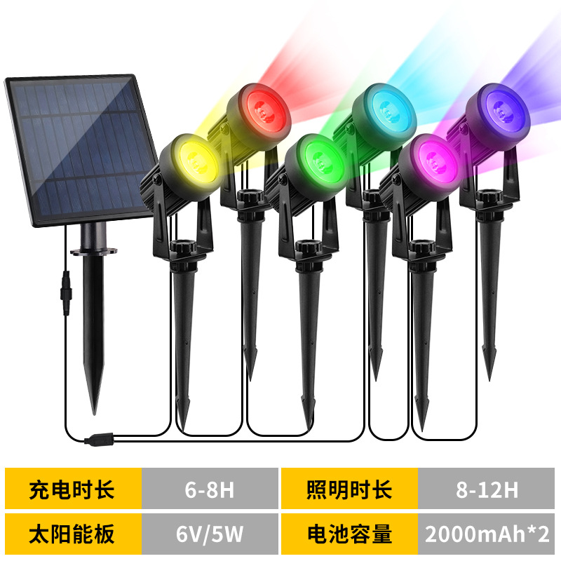 越境ソーラースポットライト屋外防水中庭芝生ライト別荘庭園LEDツリーライトrgb地面設置ライト