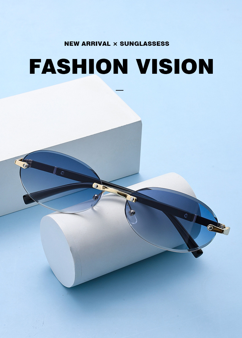 1584 New European and American Trendy Cut Edge Distinctive Oval Frame Sunglasses 2024 New Arrival Frameless Hot Girls Hip Hop Sunglasses_voghion.com