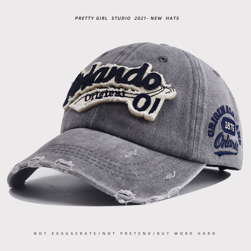 2024 New Style Hats Girls Versatile Retro Baseball Cap Men's High-end Foreign Trade Water-washed Denim Peaked Cap 