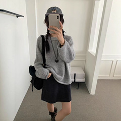 韩系复古小卷边大码毛衣女秋冬新款软糯慵懒风显瘦套头针织衫厚版