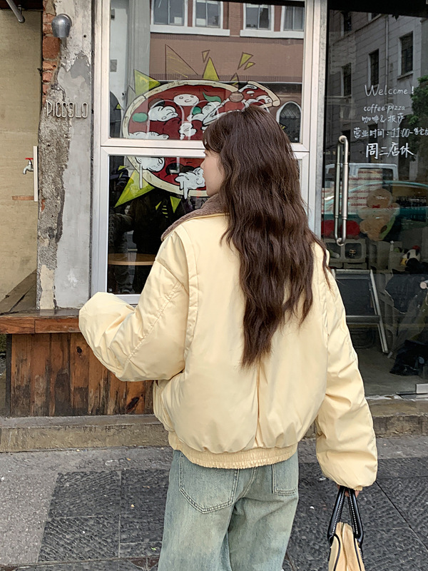 跨境棉服女短款翻领2025新款韩版时尚棉衣高级感休闲保暖棉袄外套|undefined
