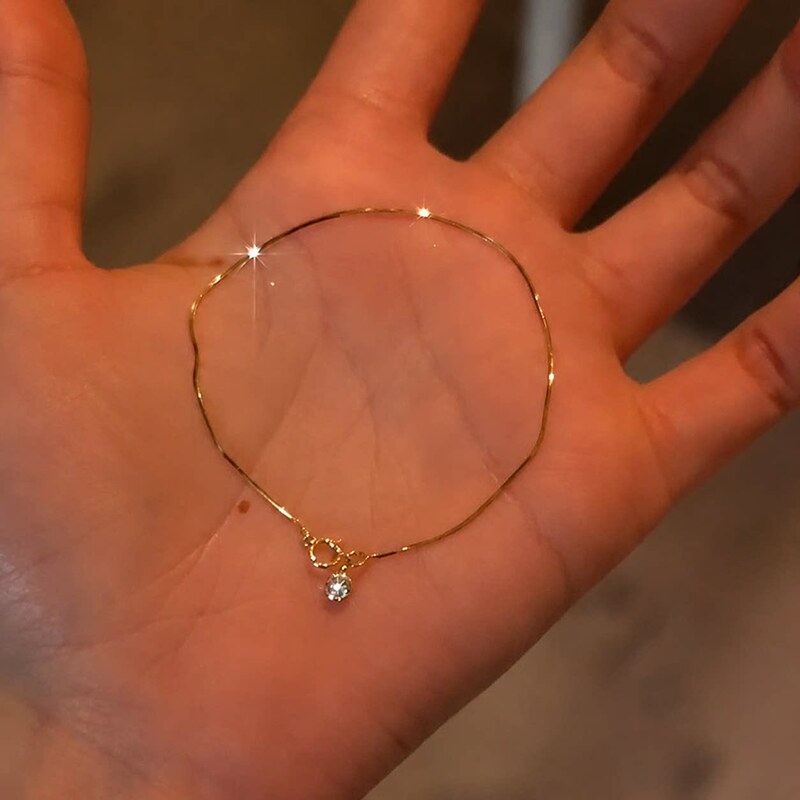 Minimalist Gold Bubble Diamond Snake Bone Bracelet for Women 2026 New Model Light Luxury Simple Fashion Versatile Ultra-Fine Hand Accessory