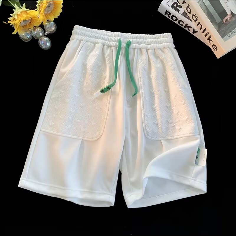 Hong Kong Style Heart Pattern Short Sleeve Shorts Set Couples_voghion.com