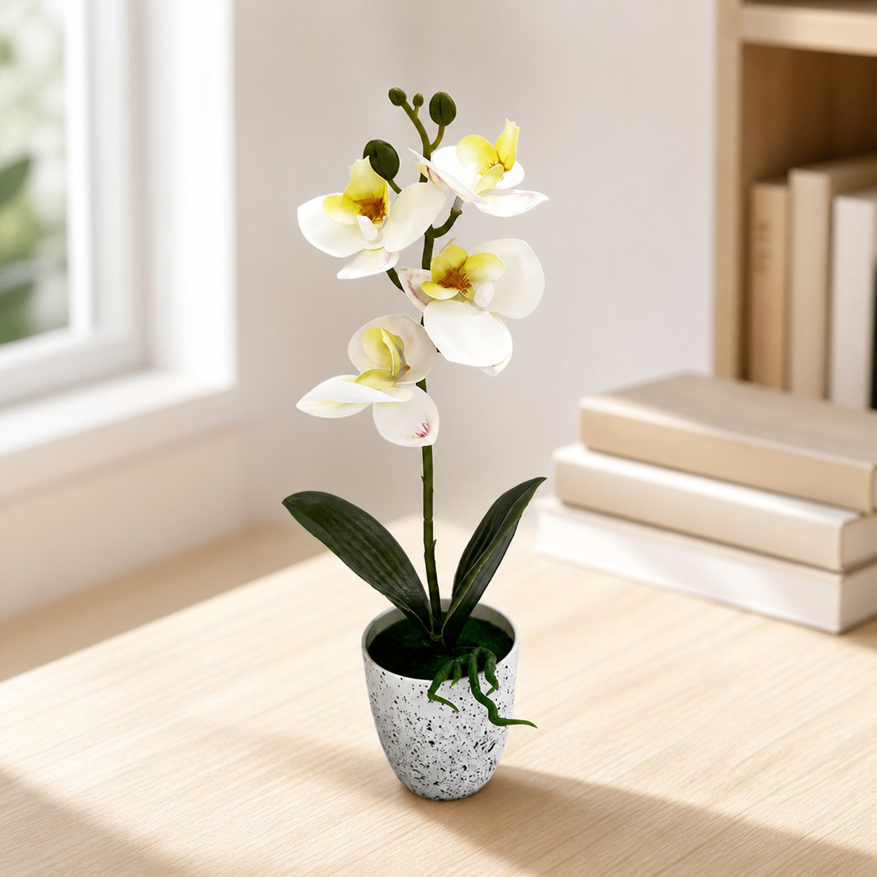 Orquídea mariposa simulación bonsai decoración del hogar verde flor falsa decoración de escritorio de oficina impresión 3D simulación de maceta image 9