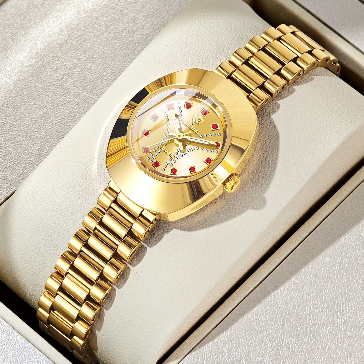 Reloj de cuarzo dorado de moda marca LIEBIG para mujer, reloj de alta gama para mujer, reloj de pulsera unisex