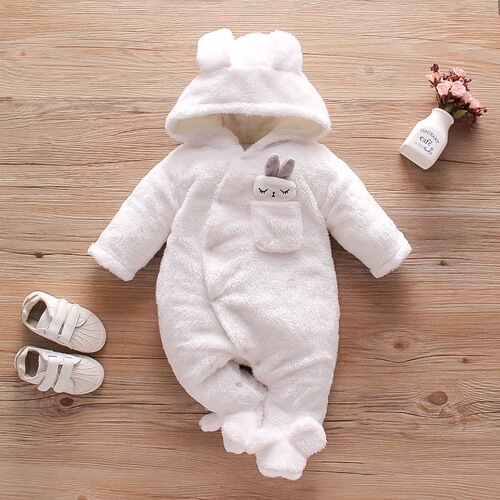  Foreign Trade Children's Clothing Korean Style Toddler Winter Wear Baby Thickened Warm Romper Cartoon Rabbit Infant Toddler Jumpsuit