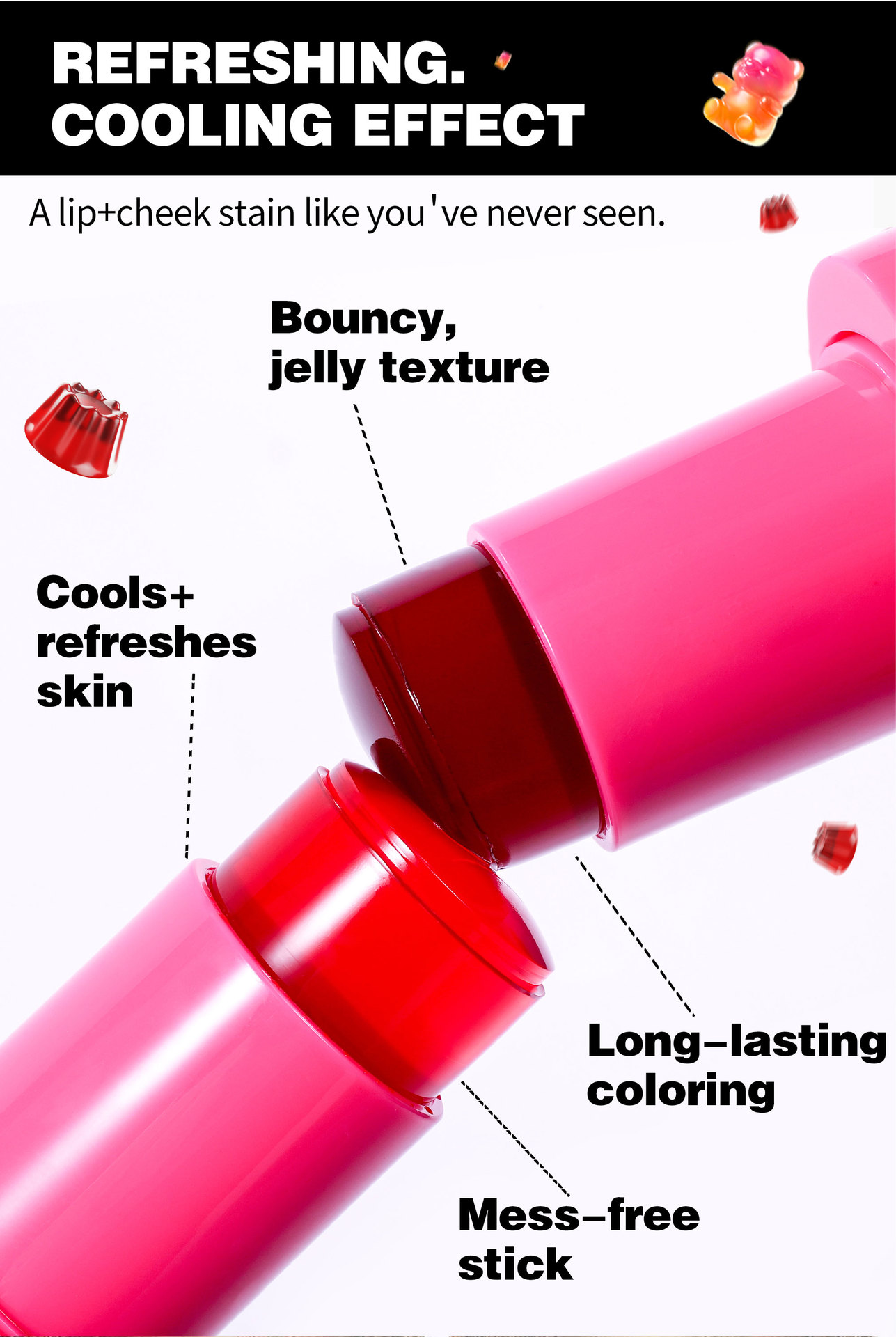 Cross-border Blush Stick: Moisturizing and long-lasting, jelly-like texture HANDAIYAN Matte 9-color heart-shaped Jelly Blush stick Item Picture