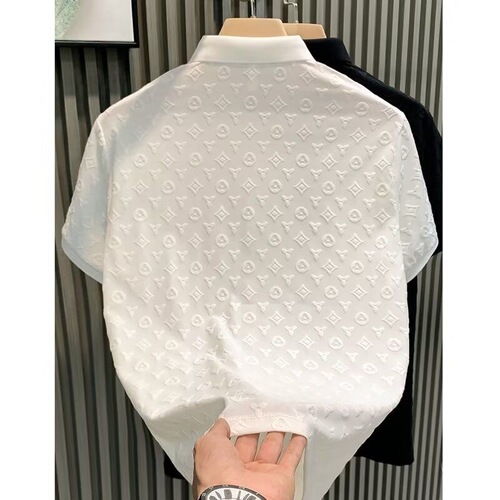 Fashionable light luxury summer jacquard casual short-sleeved POLO shirt men's new comfortable breathable youth lapel half-sleeved T-shirt