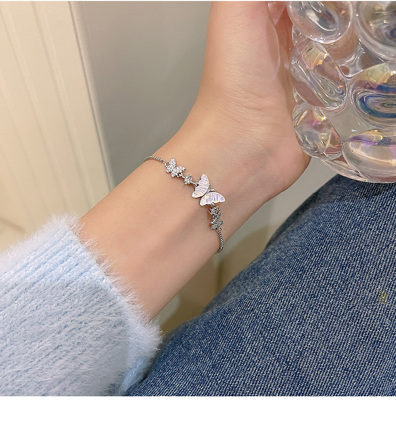 Fashion Butterfly Titanium Steel Plating Zircon Bracelets 1 Piece