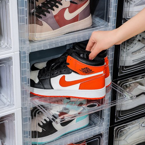 Xidu PP Plastic Transparent Acrylic Shoe Box Strong Magnetic Adsorption Shoe Storage Box Large Wholesale Drawer Style Home Goods