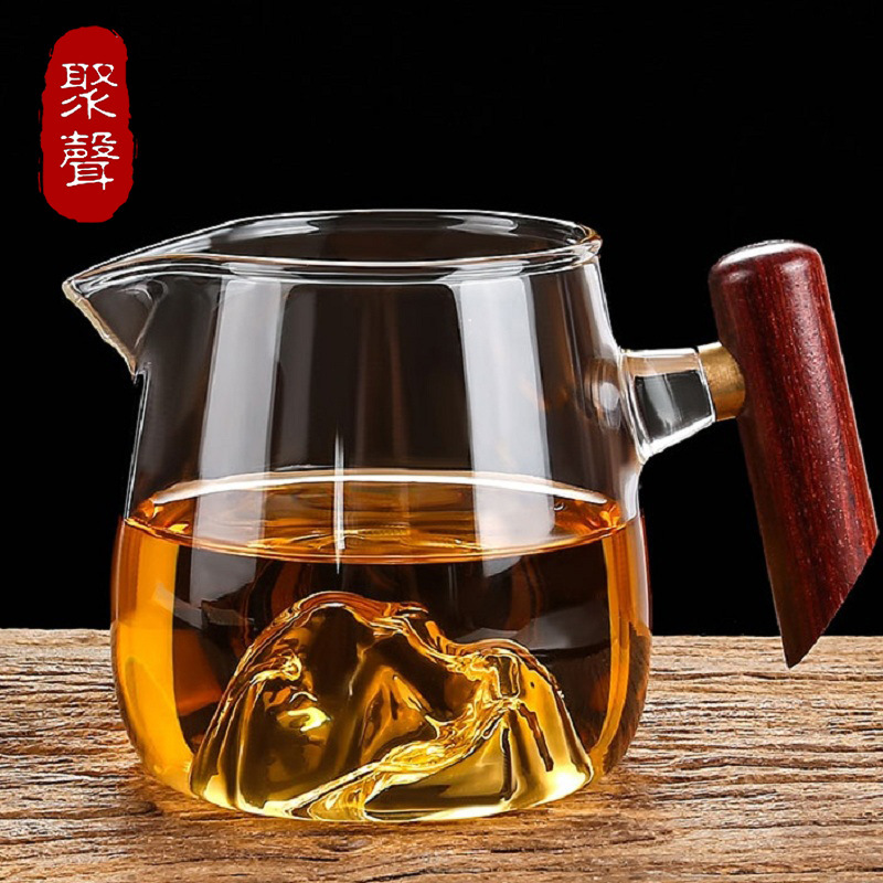 中秋礼品高硼硅加厚耐高温公道杯茶水分离 一体内置茶漏实木把|undefined