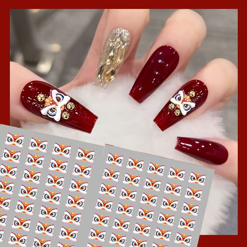 Year of the Snake New Year Lion Awakening Nail Art Sticker Lion Hair Get Rich Bring in Wealth and Treasure Cat God of Wealth Chinese Style Embossed Nail Sticker Year of the Snake New Year Lion Awakening Nail Art Sticker Lion Hair Get Rich Bring in Wealth and Treasure Cat God of Wealth Chinese Style Embossed Nail Sticker