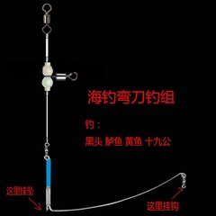 海釣りの曲がり角の刀の釣り組のスズキの黒頭の黄色の魚の19公の船の釣り糸組の特大サイズの夜光のヒョウタンの回転リングの部品