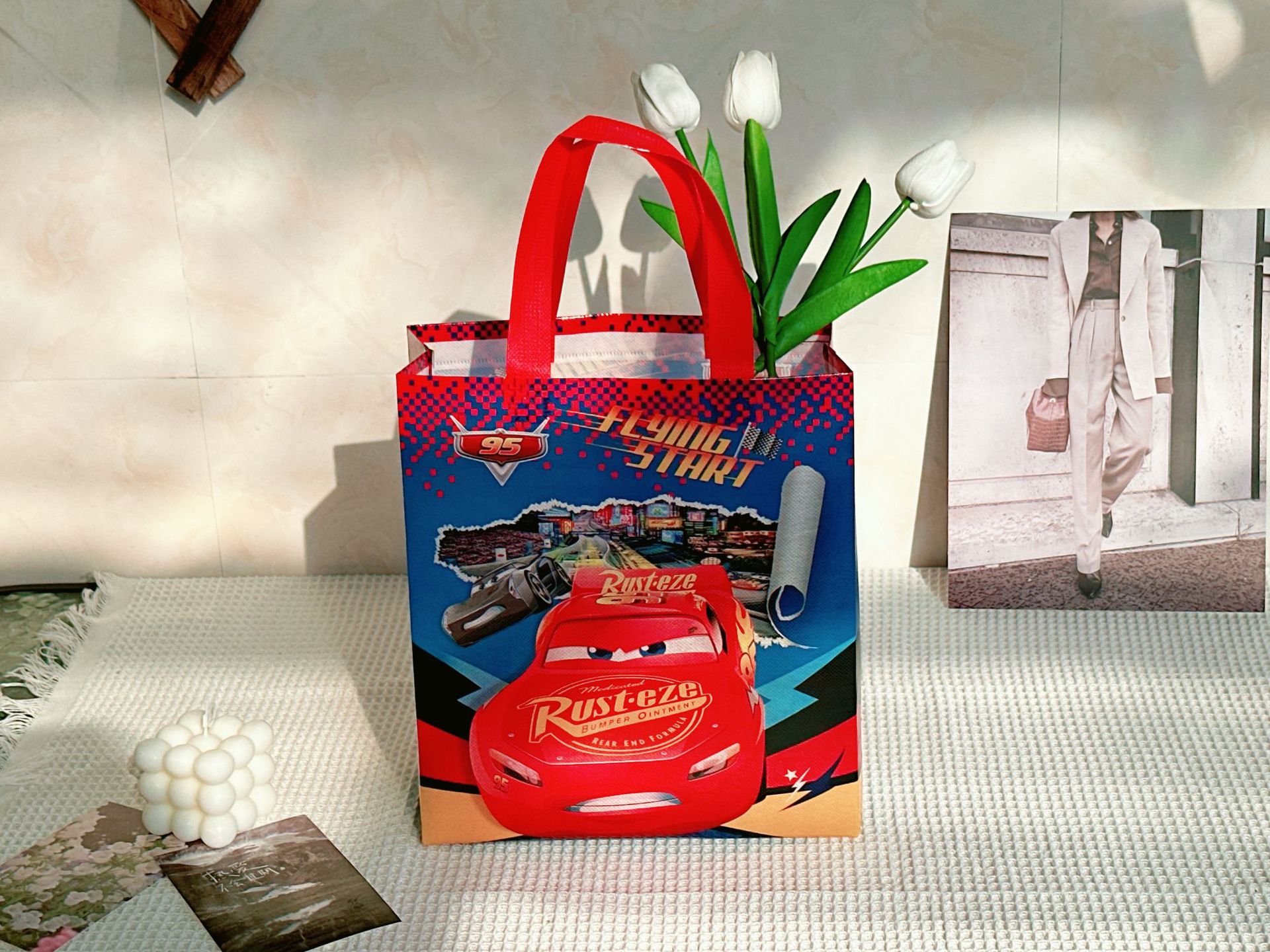 外贸工厂新款卡通无纺布汽车总动员手提袋礼品袋礼物包装现货批发