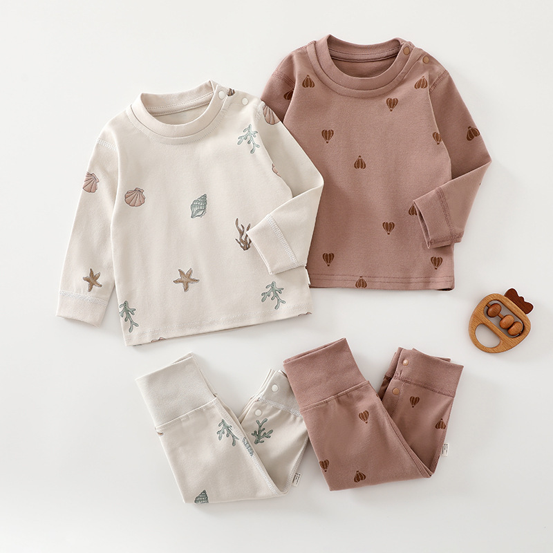 ベビーハイウエストスーツ春と秋の純綿メンズパジャマレディースクラスAボトム秋服と長ズボンベビー下着スーツ暖かい|undefined