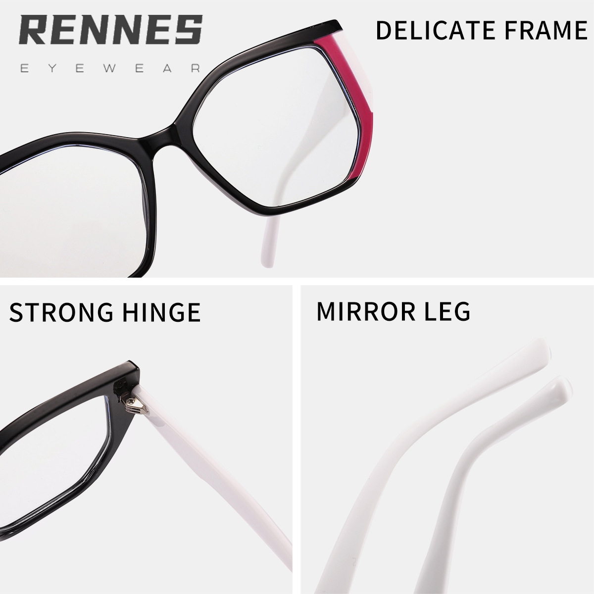 Nuevo estilo transfronterizo europeo y americano TR90 a juego de colores simple y elegante espejo plano anti-luz azul