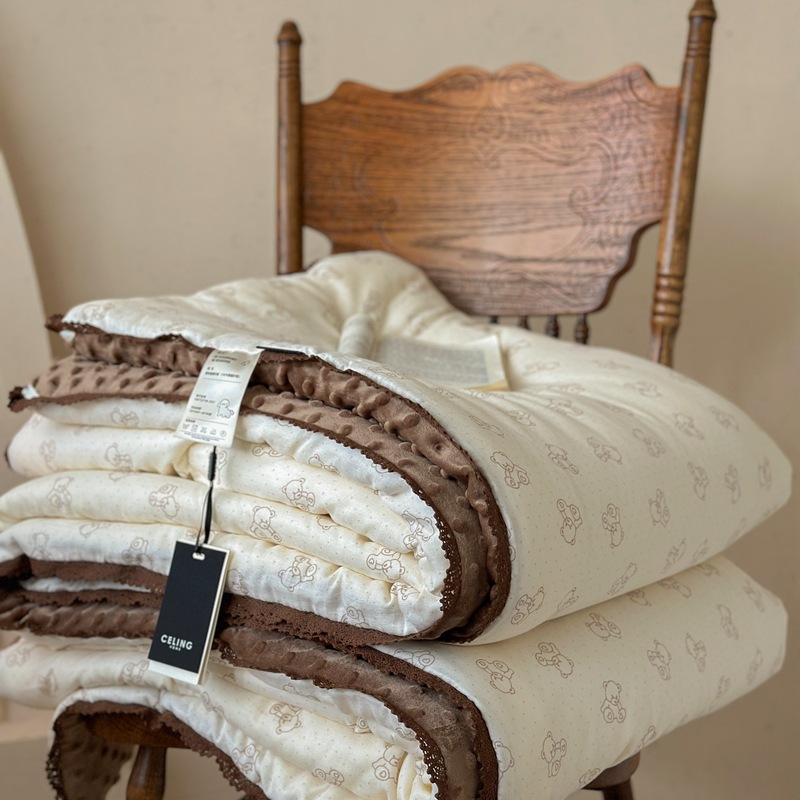 면 거즈 비니 퀼트 - 브라운 라이스 베어