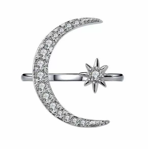 Moon-shaped lamp, ring, wish, European style, 18 carat, wholesale