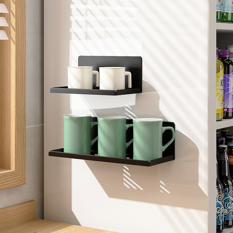 PK7J牧野冰箱磁吸置物架側面免打孔家用壁掛水杯架放玻璃杯瀝水收