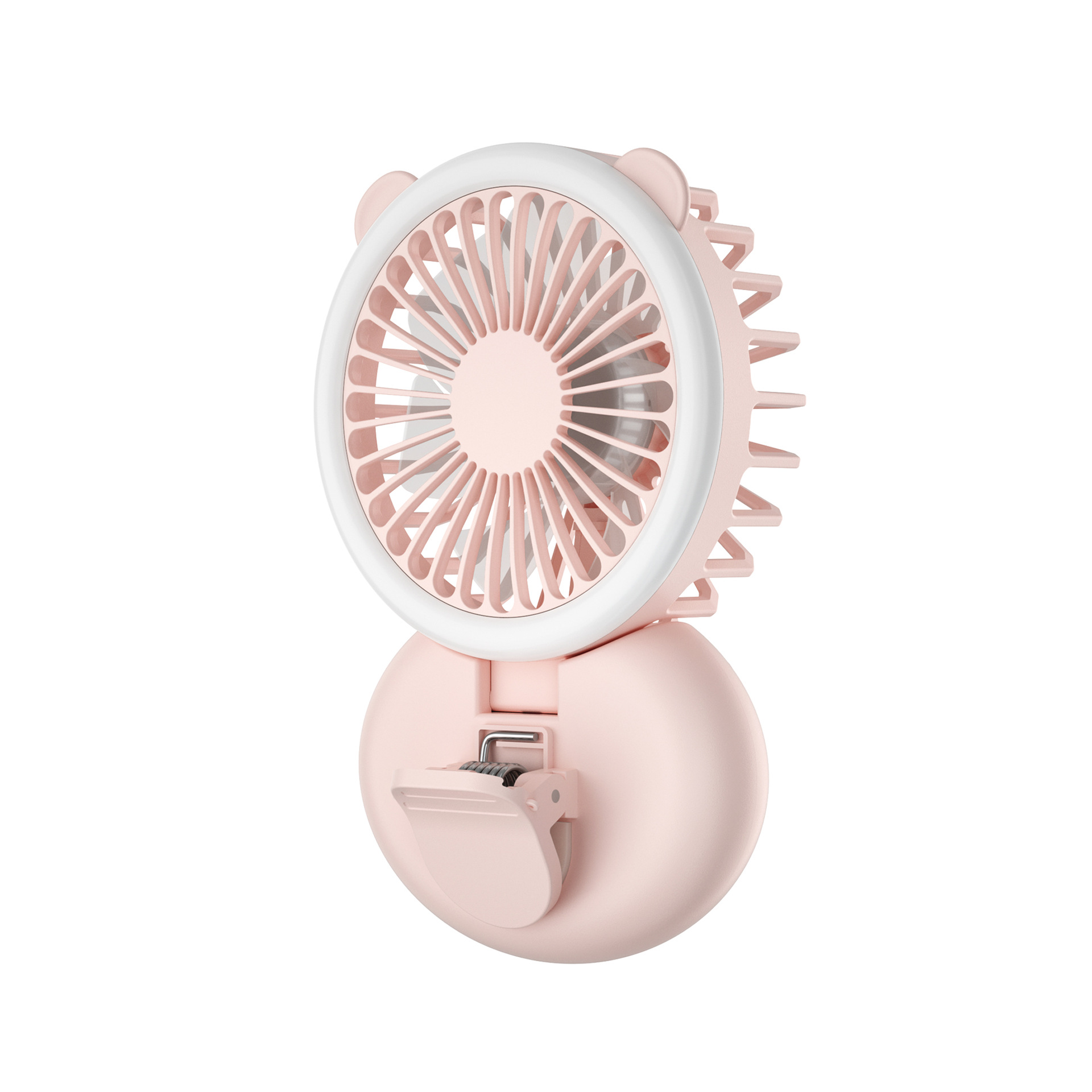 Ventilador pequeño con luz de relleno, clip, recargable por USB, de larga duración, portátil, para colgar en el cuello, plegable, mini ventilador eléctrico.