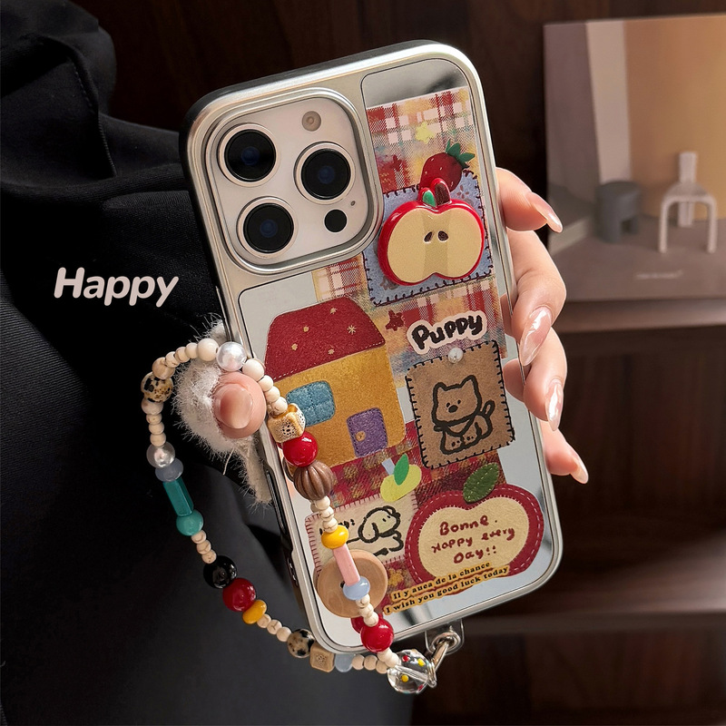 Three-Dimensional Red Apple Collage Suitable for iPhone 16 Phone Case, 17 Pro Max Mirror Surface, 13 with Chain, 14 Electroplated, 13Th Generation Three-Dimensional Red Apple Collage Suitable for iPhone 16 Phone Case, 17 Pro Max Mirror Surface, 13 with Chain, 14 Electroplated, 13Th Generation